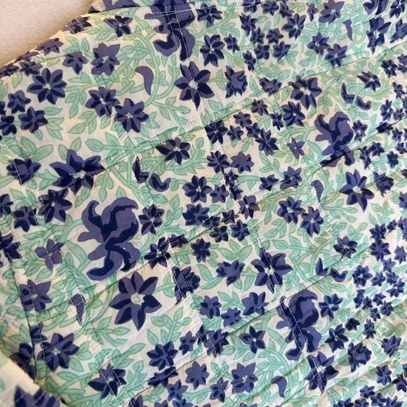 Vintage La Cera Quilted Floral Jacket Teal Blue Cotton Size M - Picture 6 of 6